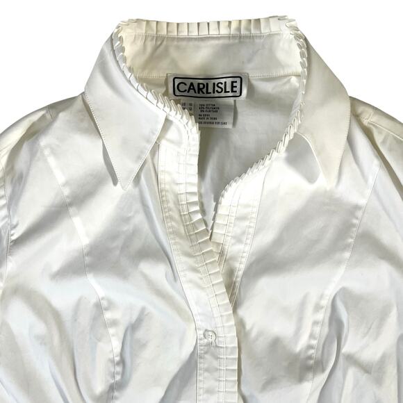 Carlisle White Pleated-Trim Button-Front Blouse – Size 10 – NWT - Picture 2 of 12